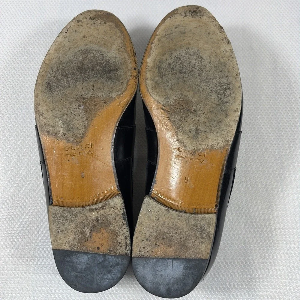 GUCCI Black Leather Slip On Loafers Mens EU 41 / US 8‎ Italy